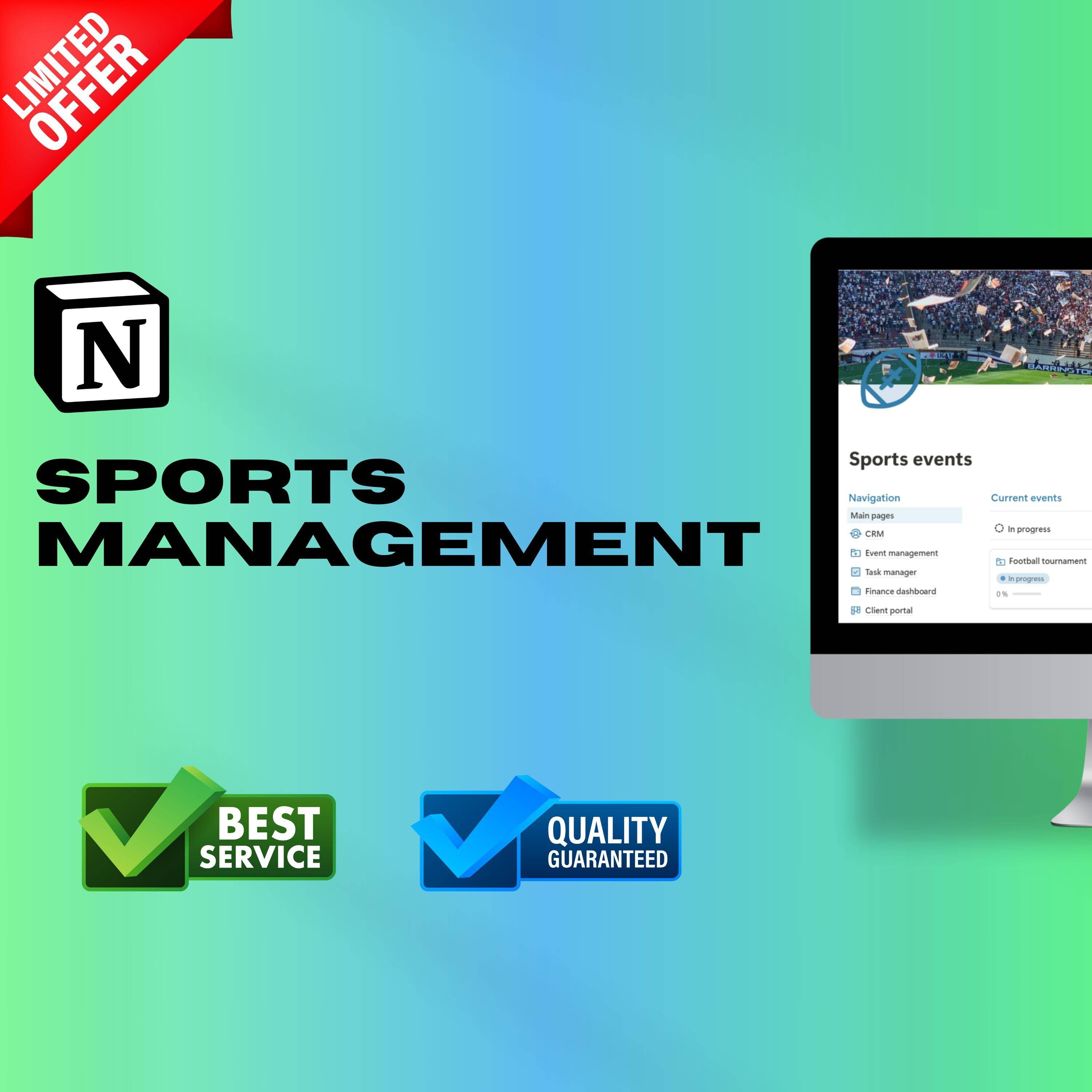 Sports & Fitness Management Notion Template | Events, CRM & Budget