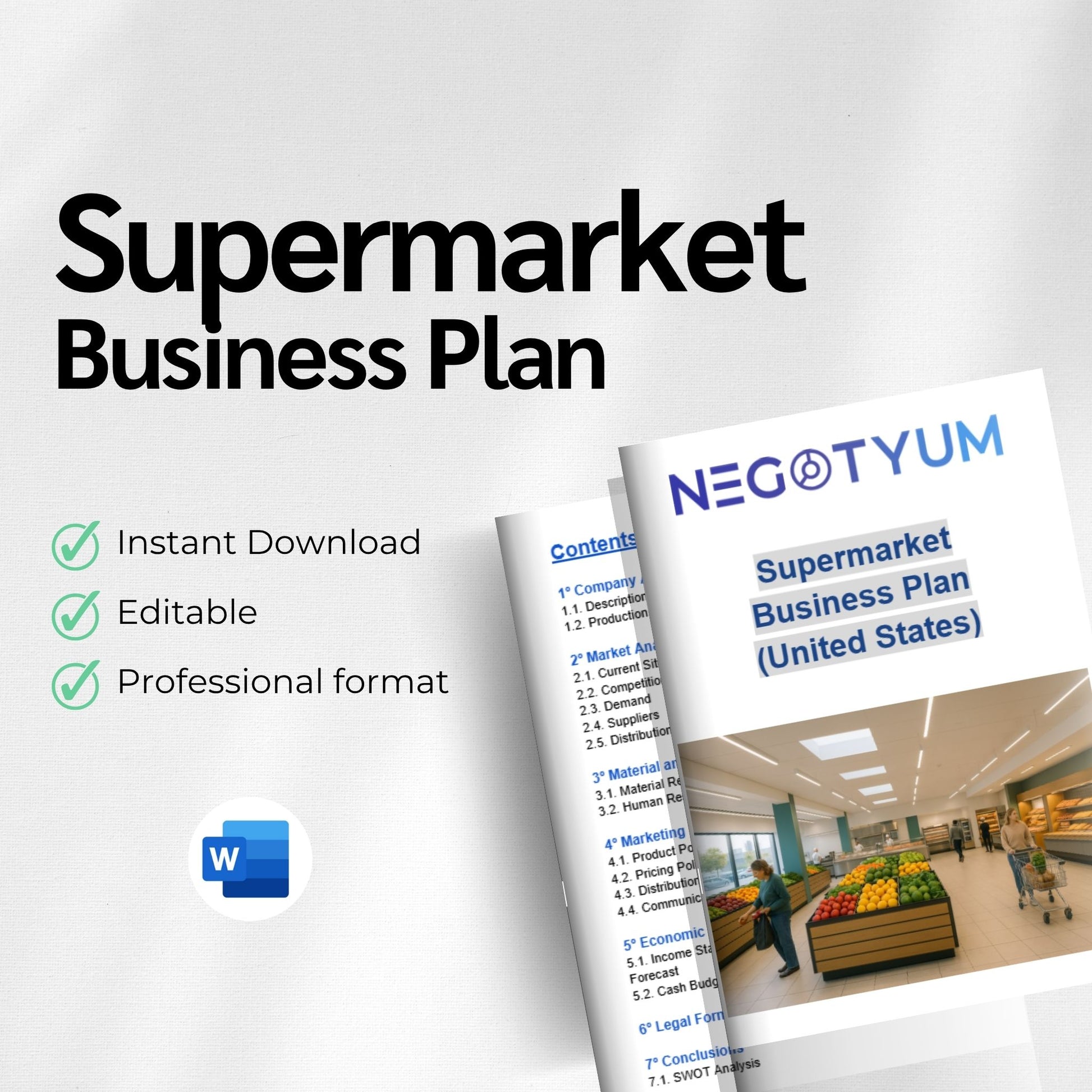 Supermarket Business Plan Template – Editable Word & Excel