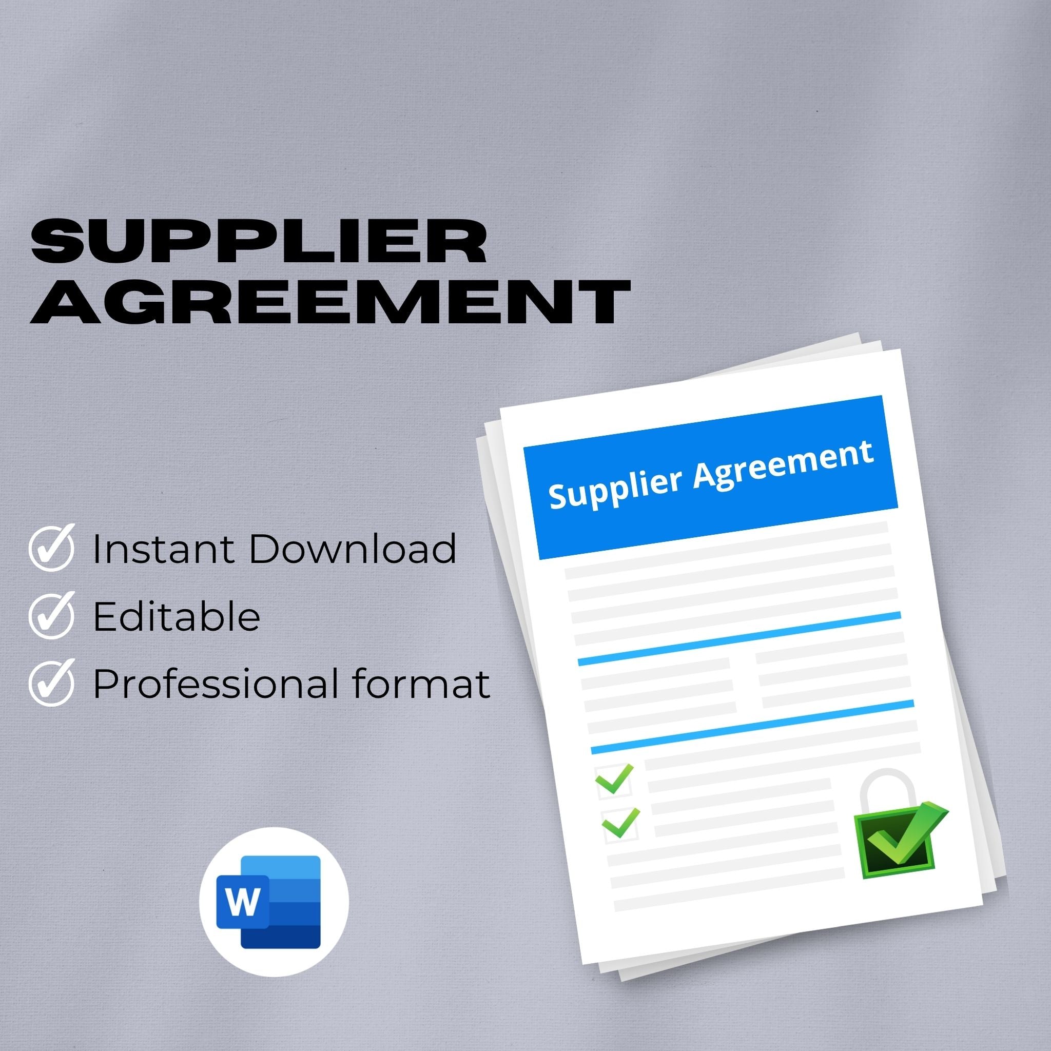 Supplier Agreement Template – Editable Word & Excel