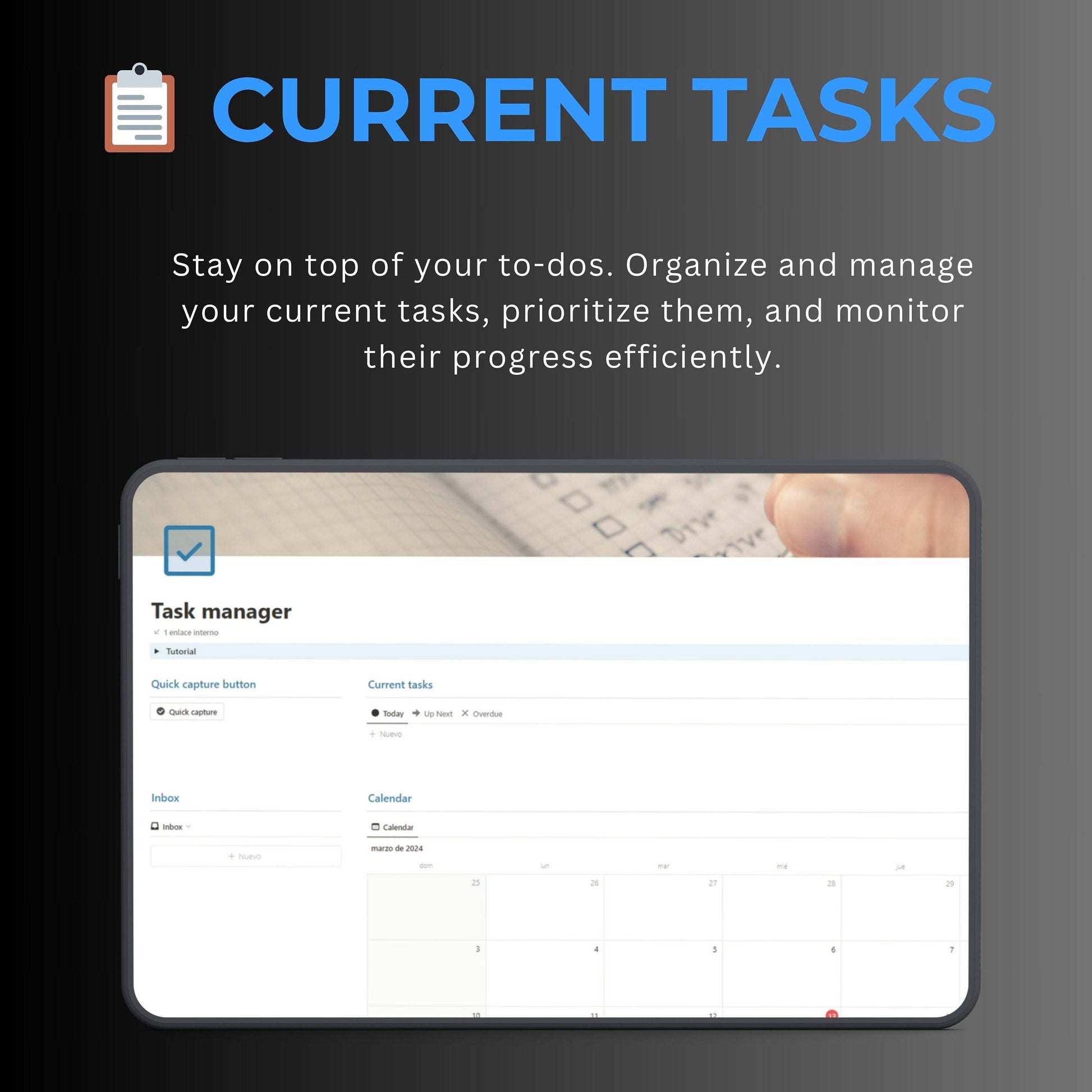 Task Manager Notion Template | To-Do, Calendar & Goals