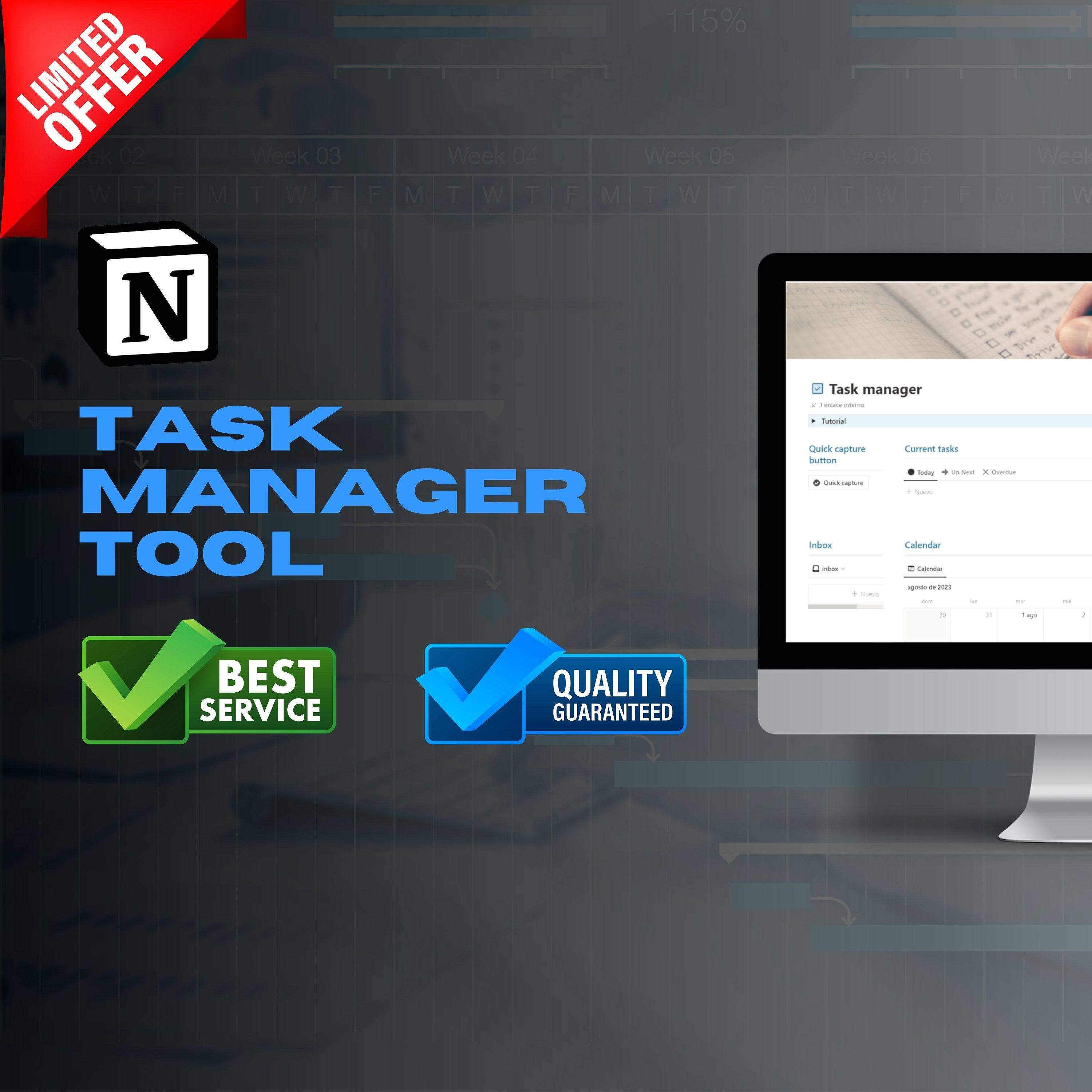 Task Manager Notion Template | To-Do, Calendar & Goals