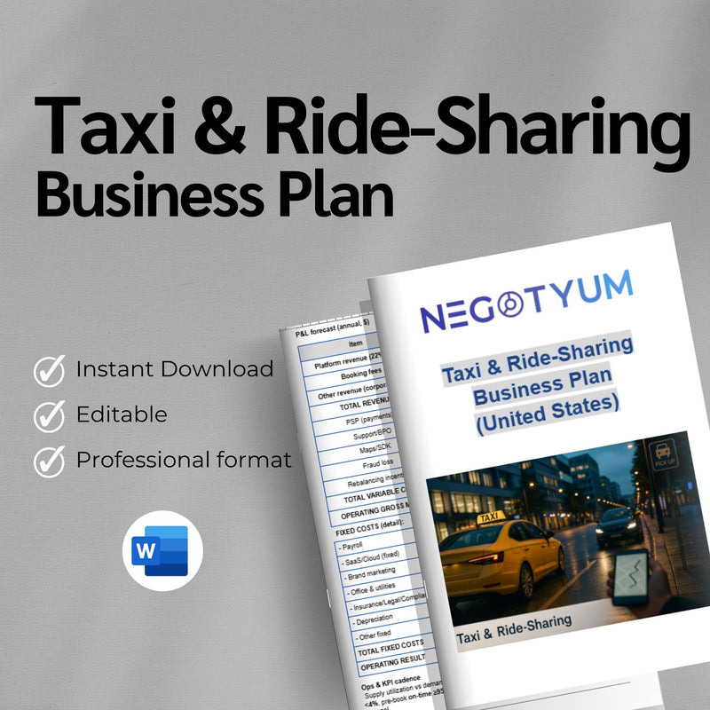 Taxi & Ride-Sharing Business Plan Template – Editable Word & Excel