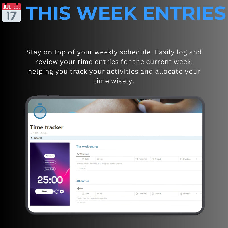 Time Tracker Notion Template | Weekly Logs & Timesheets