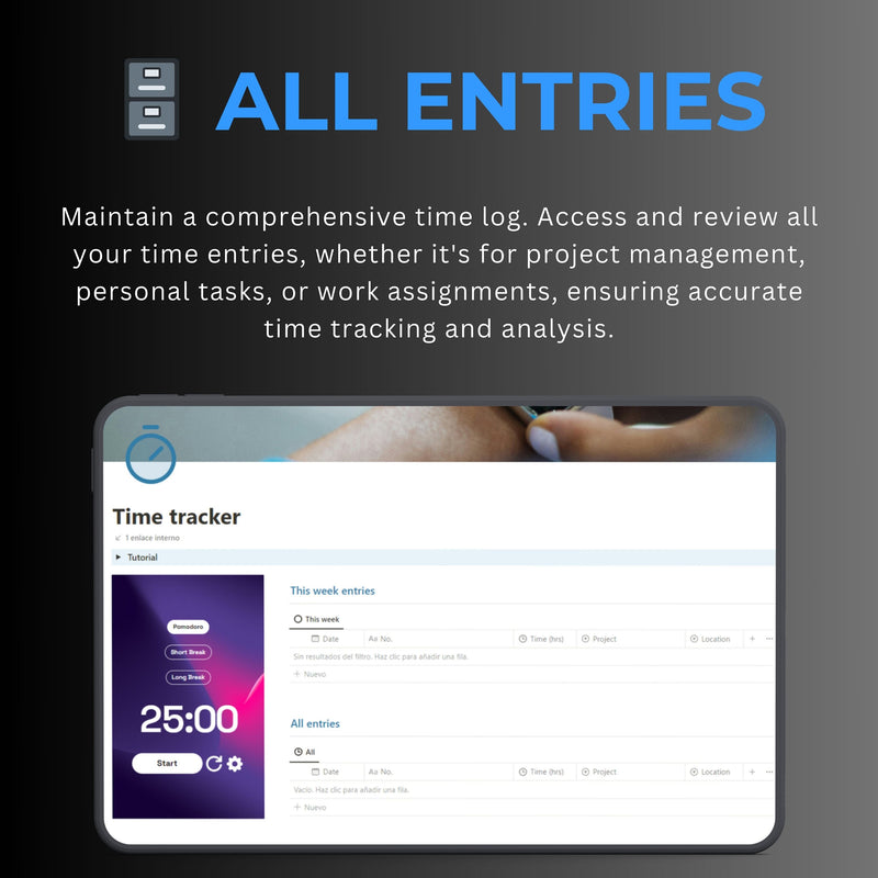 Time Tracker Notion Template | Weekly Logs & Timesheets