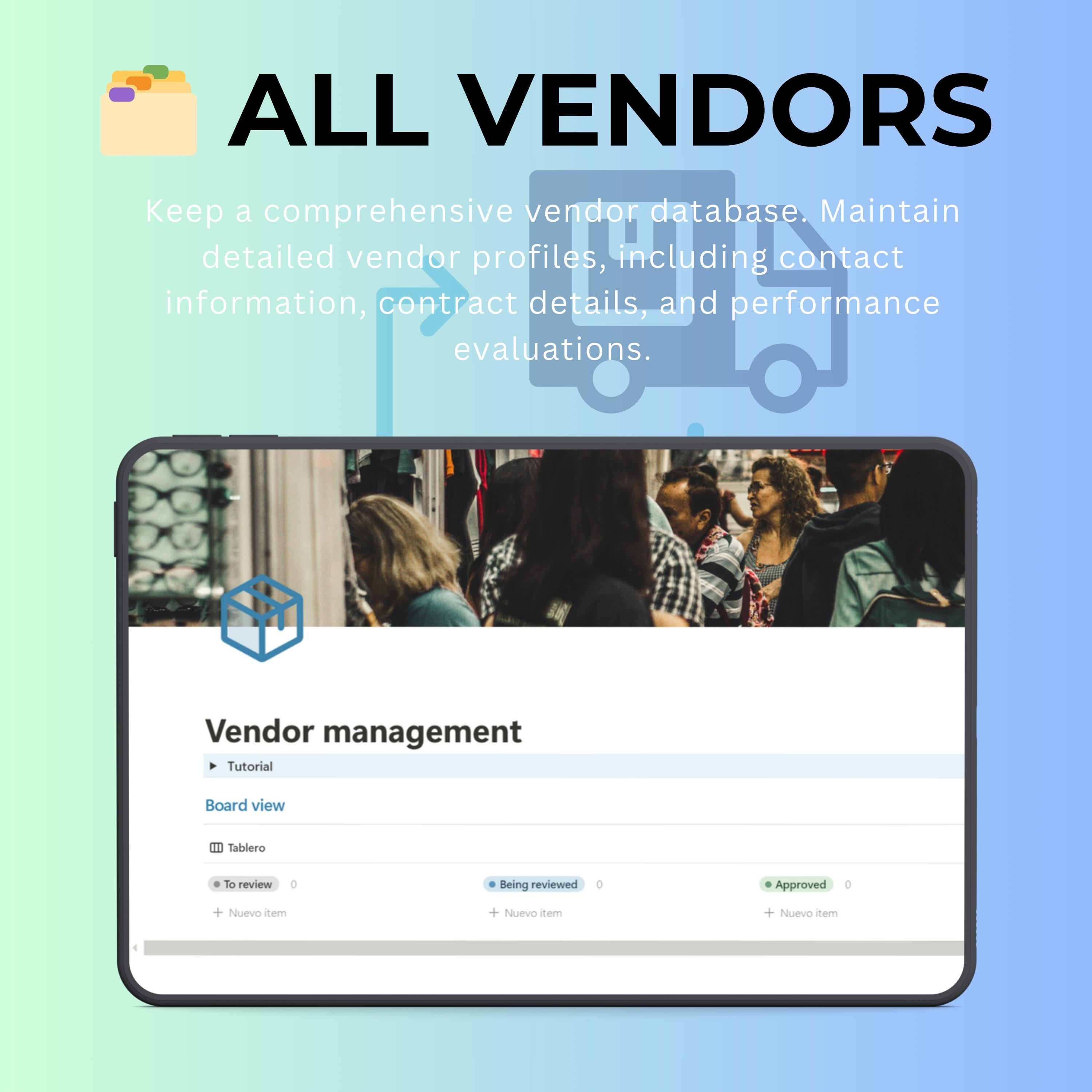 Vendor Management Notion Template | Supplier CRM & Contracts Tracker