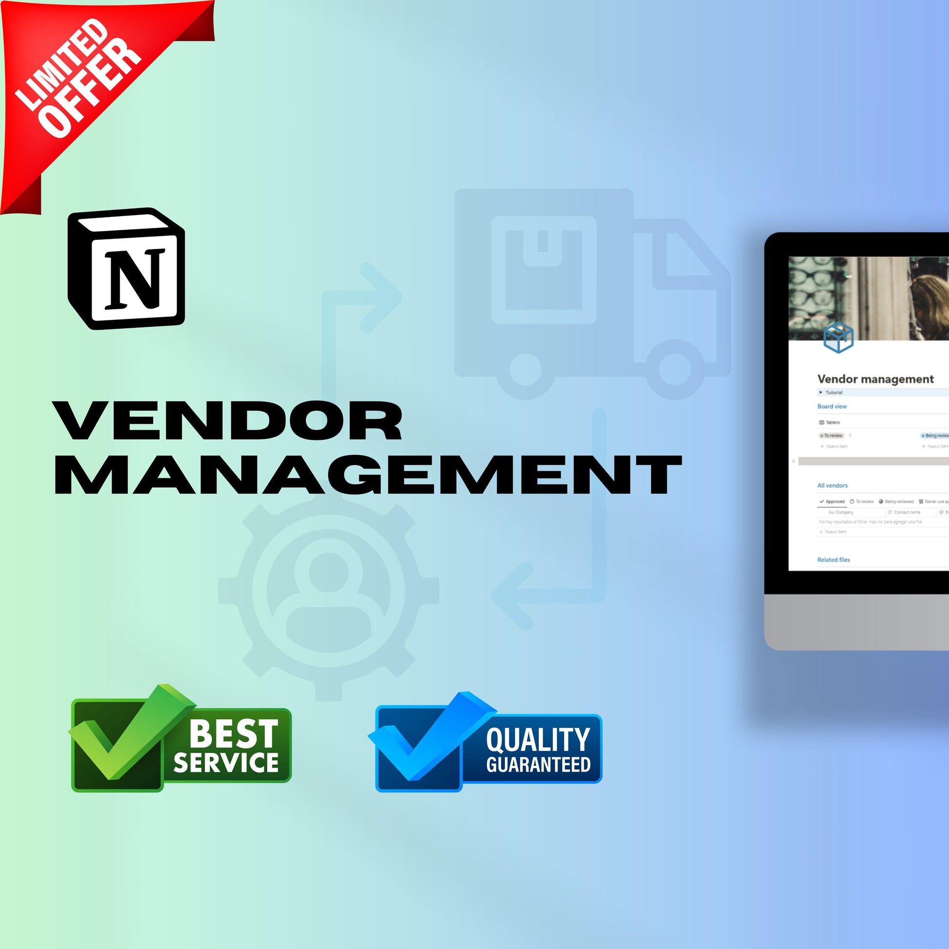 Vendor Management Notion Template | Supplier CRM & Contracts Tracker