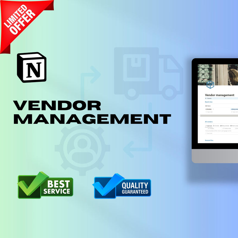 Vendor Management Notion Template | Supplier CRM & Contracts Tracker