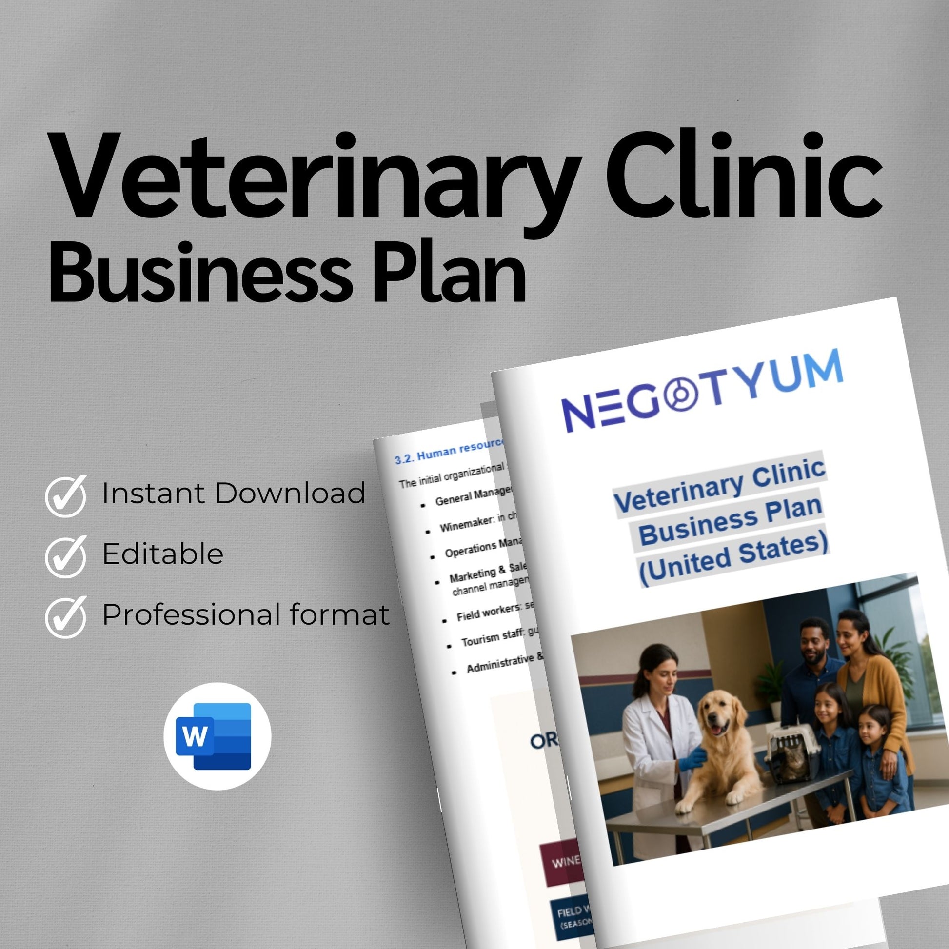 Veterinary Clinic Business Plan Template – Editable Word & Excel