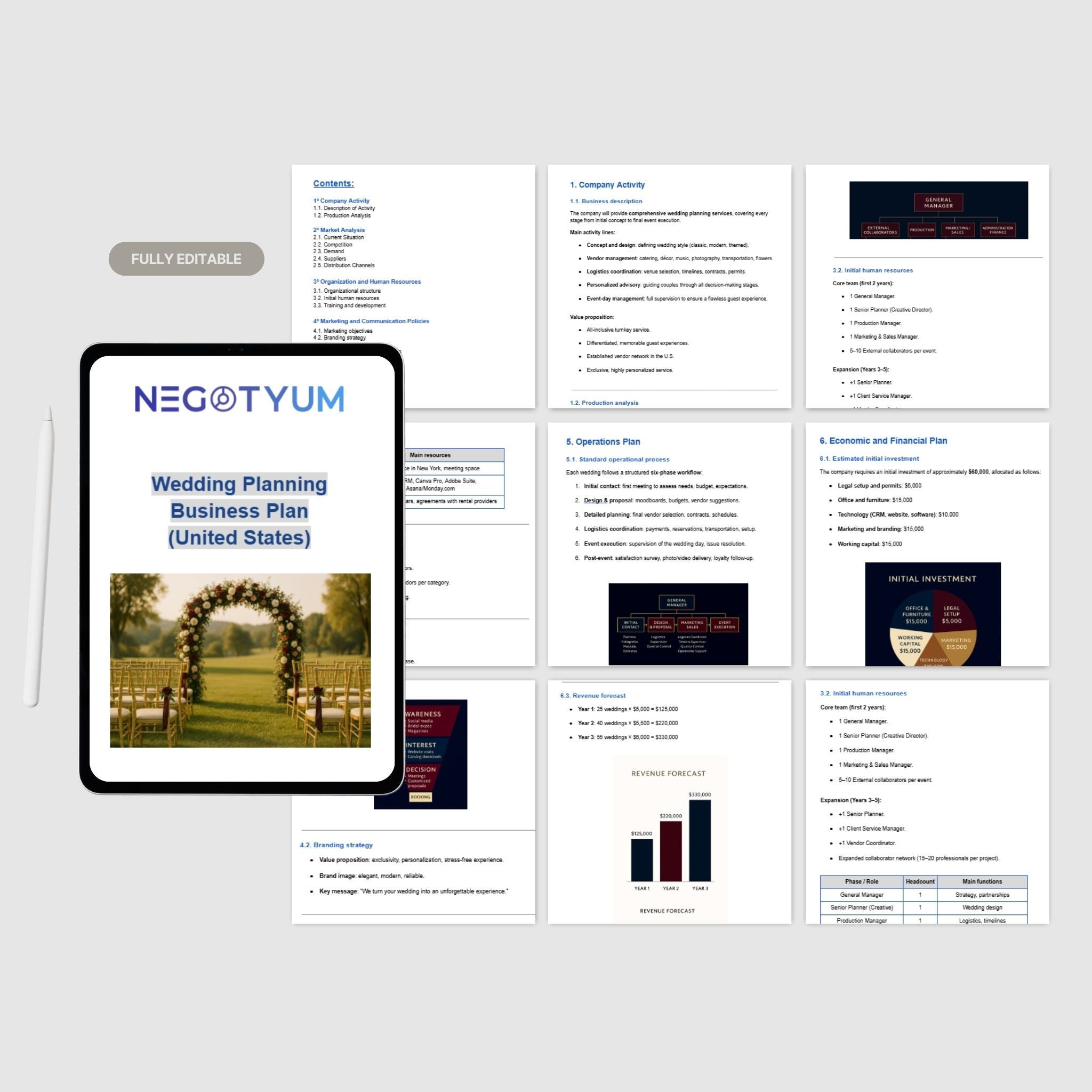 Wedding Planning Business Plan Template – Editable Word & Excel
