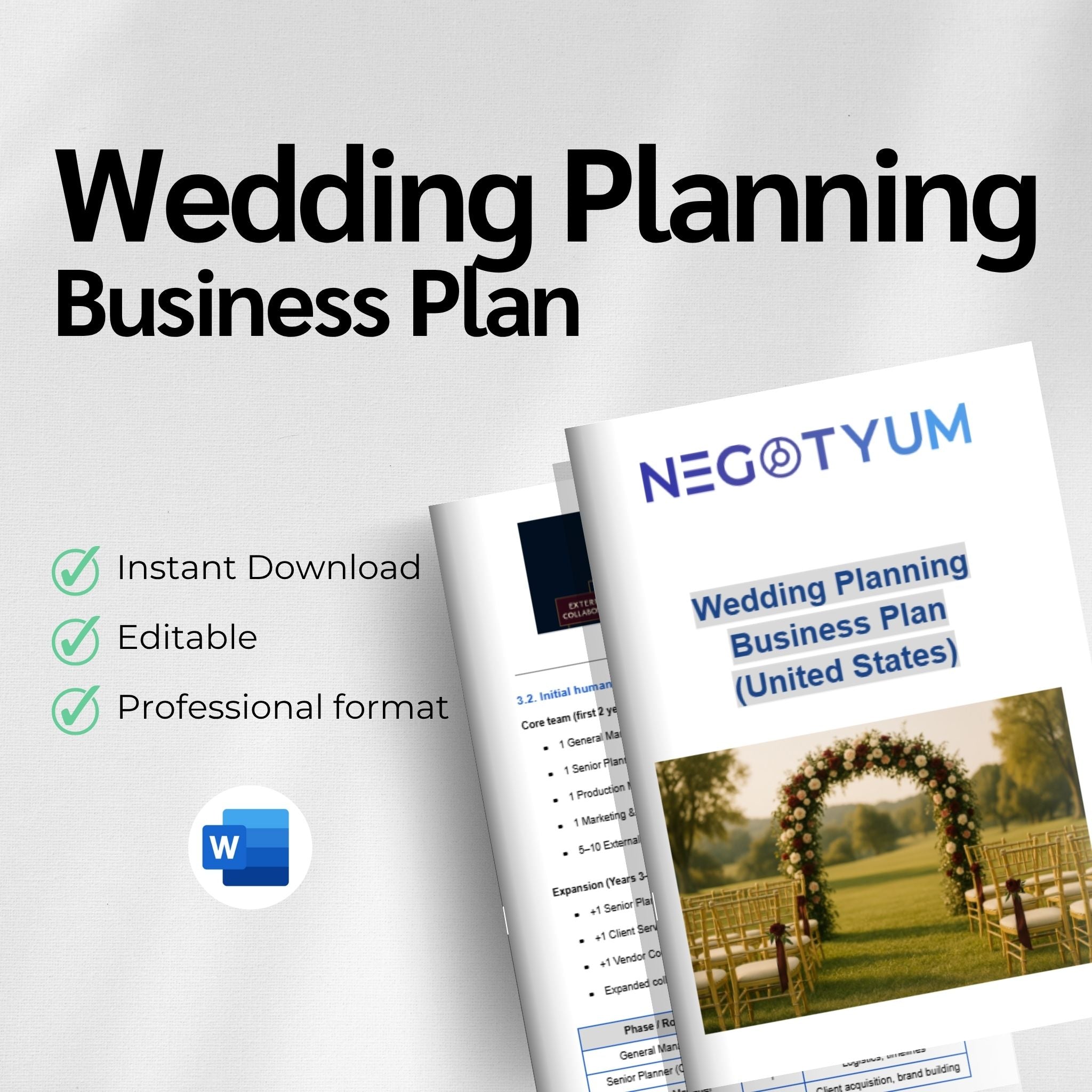 Wedding Planning Business Plan Template – Editable Word & Excel