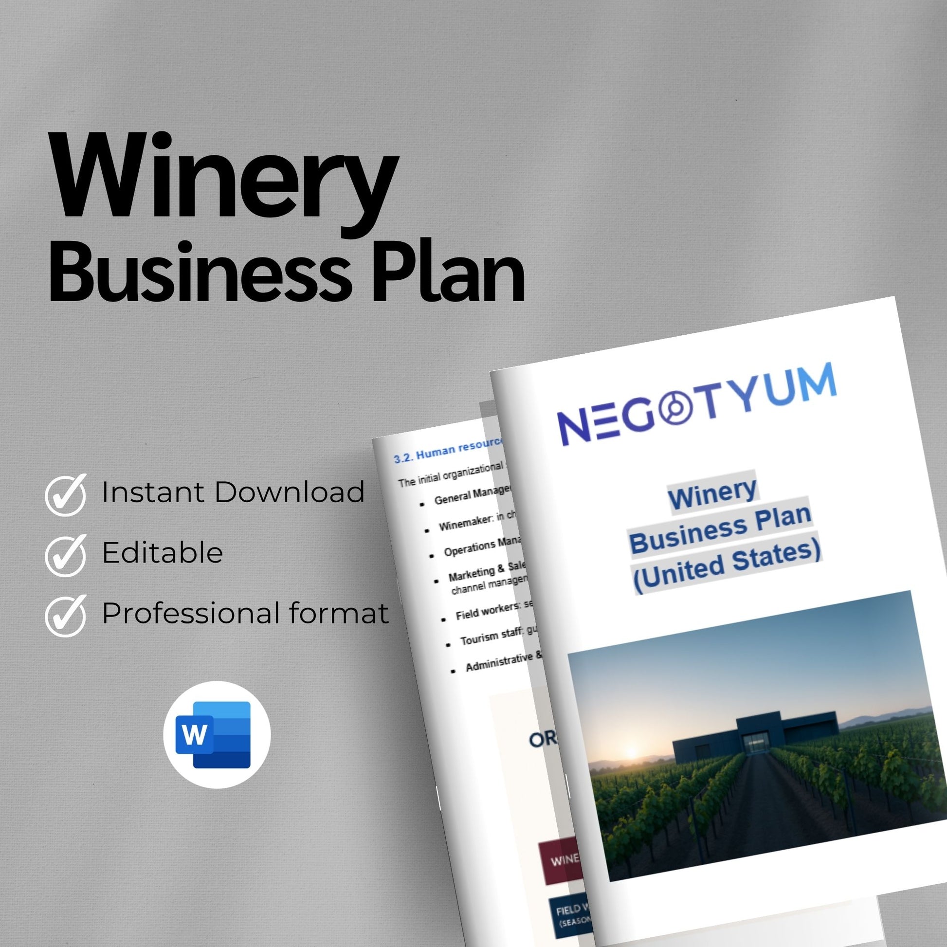Winery Business Plan Template – Editable Word & Excel
