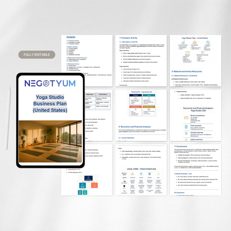 Yoga Studio Business Plan Template – Editable Word & Excel